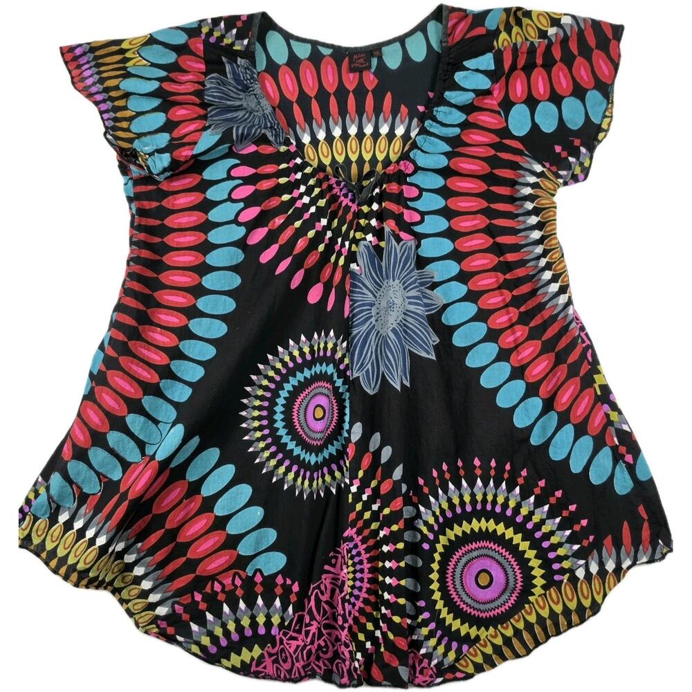 Aller Simplement Short Sleeve Abstract Print Womens XXL Top